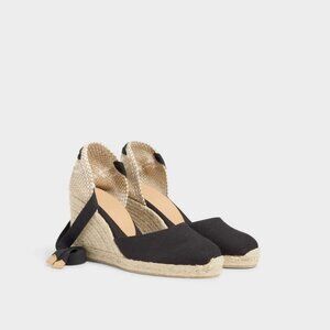 Castaner Carina Espadrille Wedges - Black - 38 - New with Box